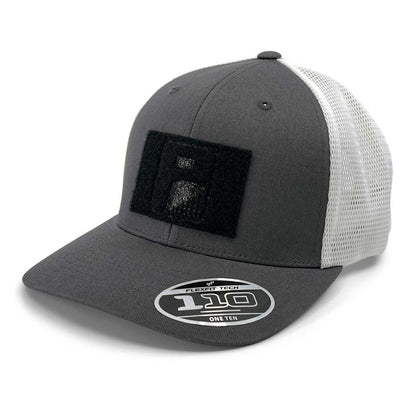 Trucker Curved Bill 2-Tone + Charcoal - Flexfit Snapback White and - 