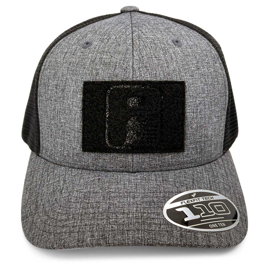 Trucker Curved Bill - 2-Tone - Melange Charcoal and Black - Flexfit + Snapback Hat by Pull Patch - Pull Patch - Removable Patches For Authentic Flexfit and Snapback Hats