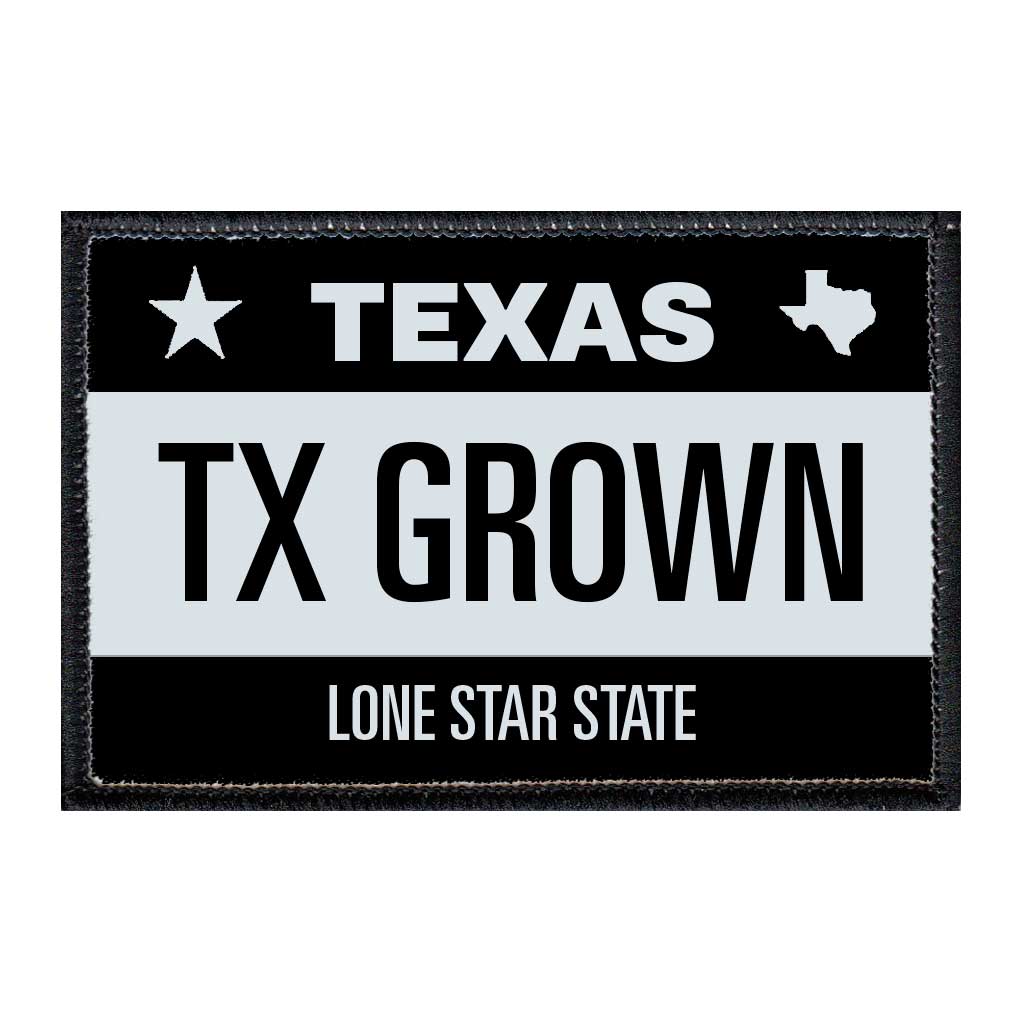 TX Grown - Texas License Plate - Removable Patch - Pull Patch - Removable Patches For Authentic Flexfit and Snapback Hats