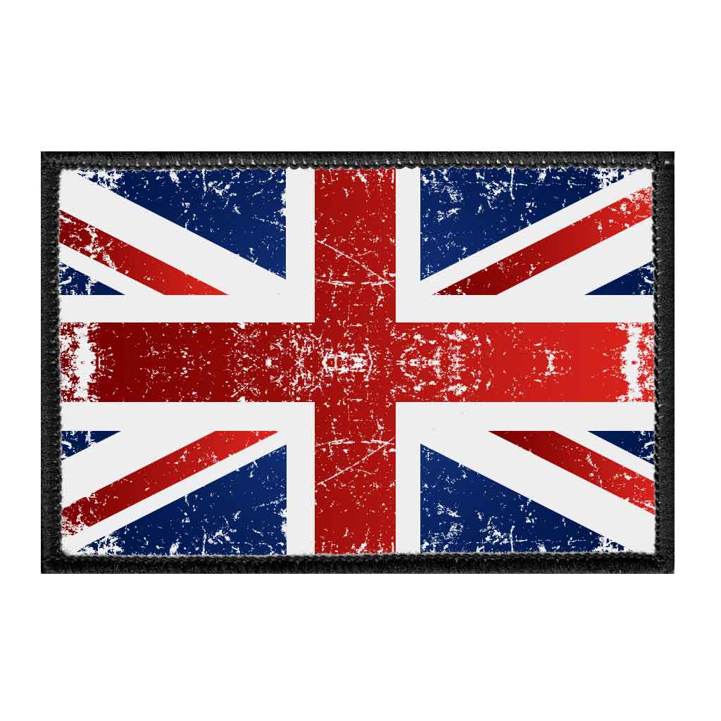 United Kingdom Flag - Color - Distressed - Removable Patch - Pull Patch - Removable Patches For Authentic Flexfit and Snapback Hats