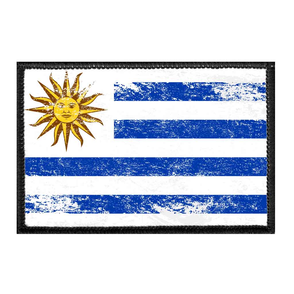 Uruguay Flag - Color - Distressed - Removable Patch - Pull Patch - Removable Patches For Authentic Flexfit and Snapback Hats