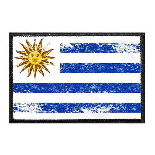 Uruguay Flag - Color - Distressed - Removable Patch - Pull Patch - Removable Patches For Authentic Flexfit and Snapback Hats