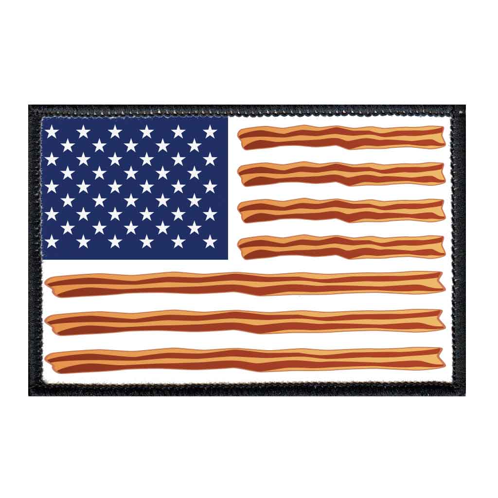 US Flag - Bacon - Cooked - Removable Patch - Pull Patch - Removable Patches For Authentic Flexfit and Snapback Hats
