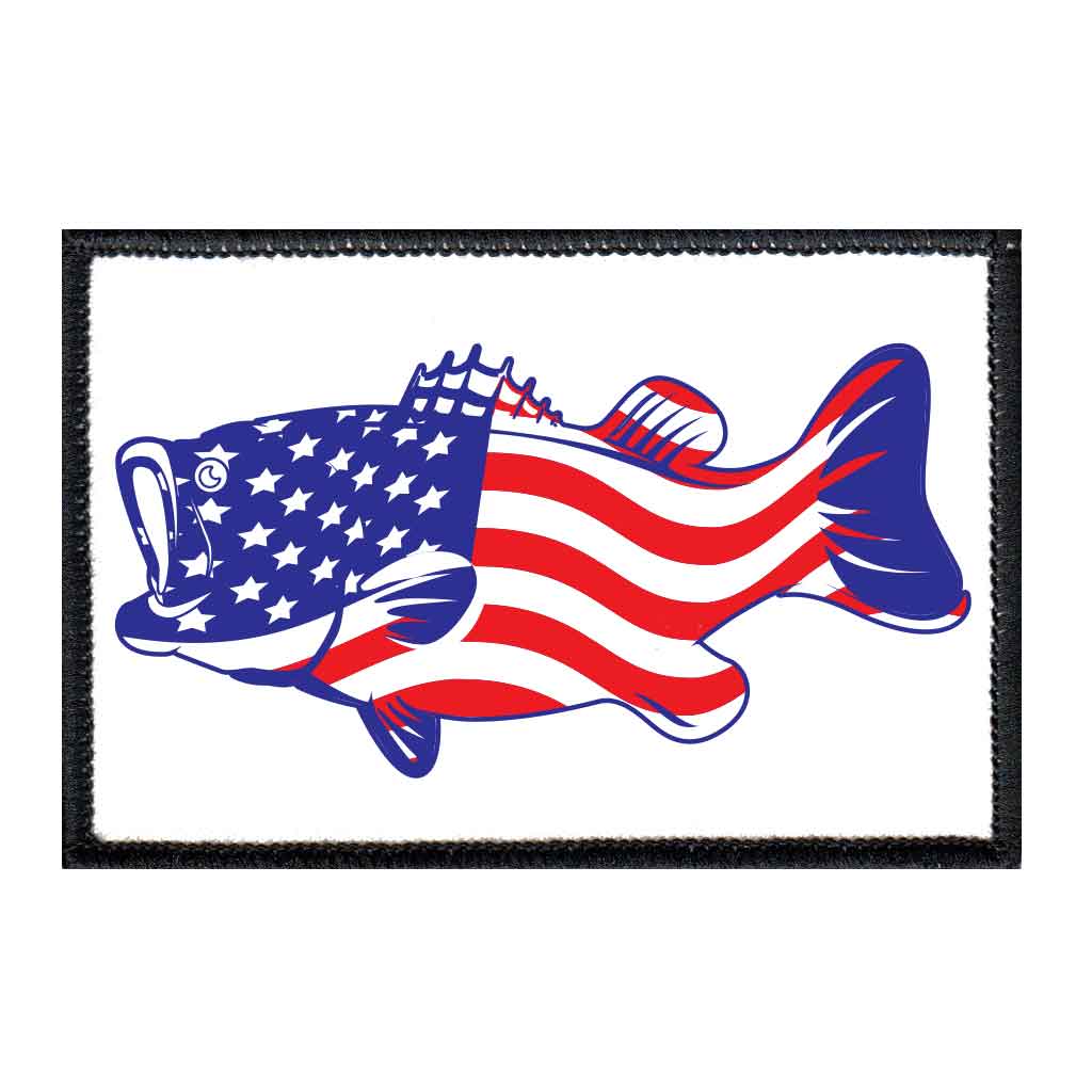 US Flag - Bass - Removable Patch - Pull Patch - Removable Patches For Authentic Flexfit and Snapback Hats