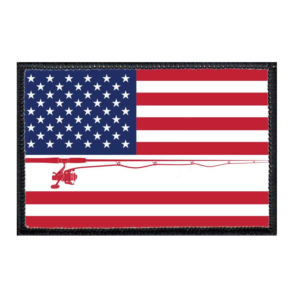 US Flag - Fishing - Color - Removable Patch - Pull Patch - Removable Patches For Authentic Flexfit and Snapback Hats