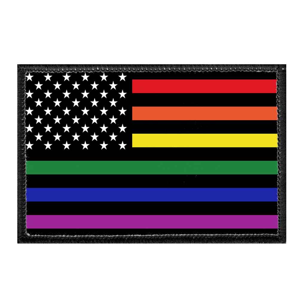 US Flag - Rainbow Stripes - Removable Patch - Pull Patch - Removable Patches For Authentic Flexfit and Snapback Hats