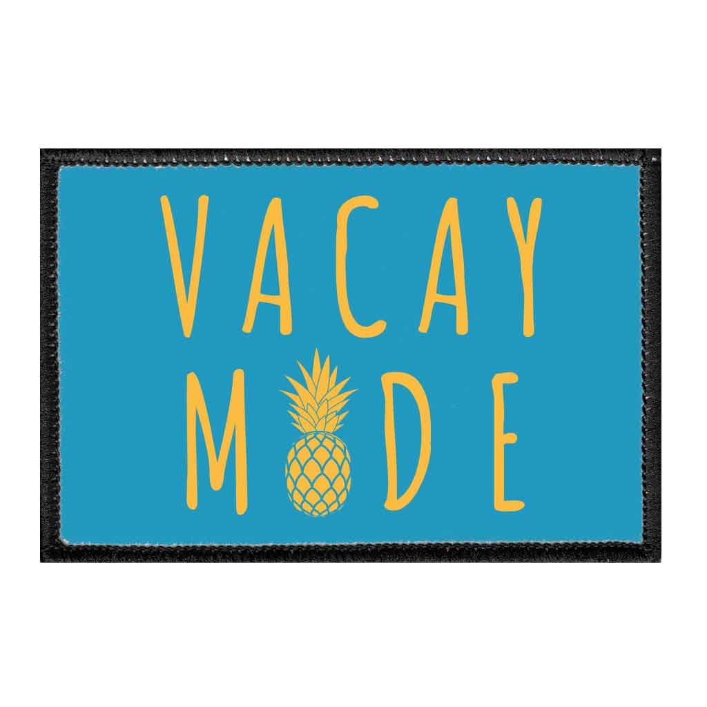 Vacay Mode - Pineapple - Light Blue - Removable Patch - Pull Patch - Removable Patches For Authentic Flexfit and Snapback Hats