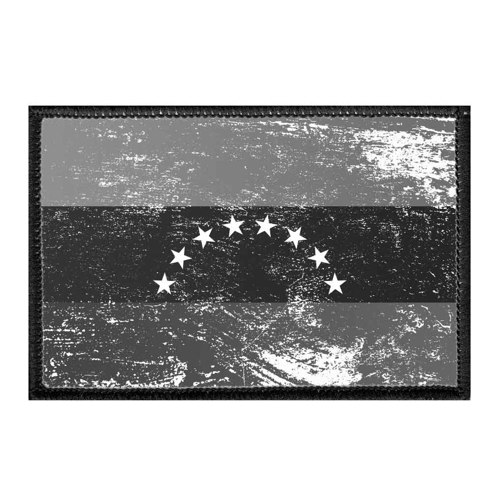 Venezuela Flag - Black and White - Distressed - Removable Patch - Pull Patch - Removable Patches For Authentic Flexfit and Snapback Hats