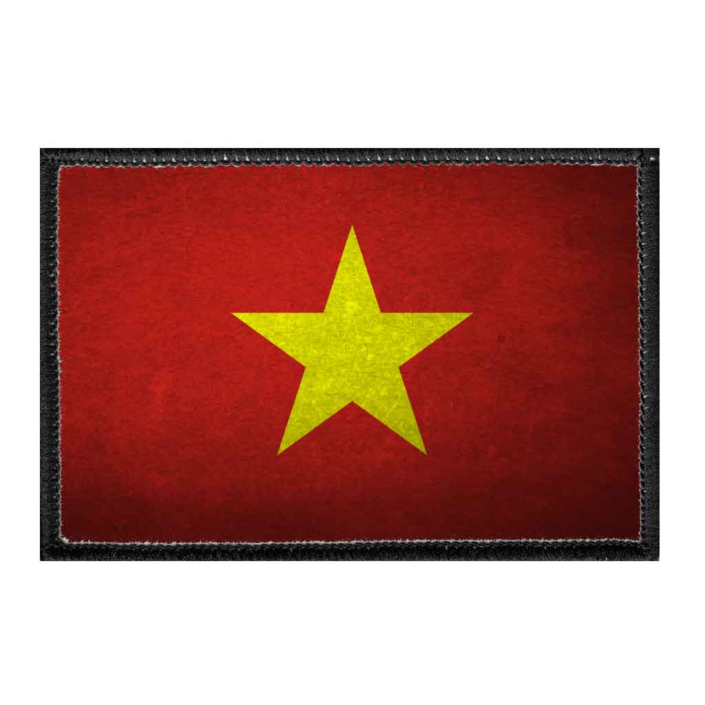 Vietnam Flag - Color - Distressed - Removable Patch - Pull Patch - Removable Patches For Authentic Flexfit and Snapback Hats