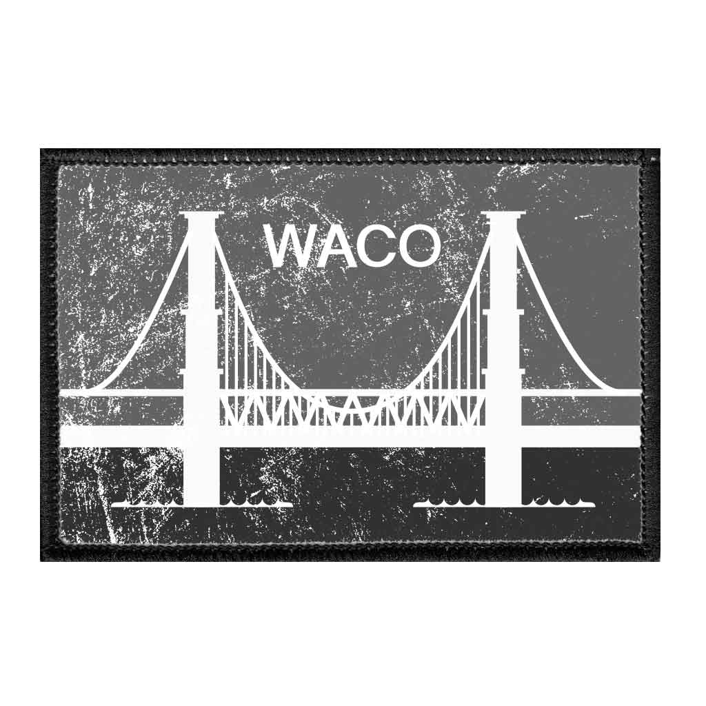 Waco City Flag - Black and White - Distressed - Removable Patch - Pull Patch - Removable Patches For Authentic Flexfit and Snapback Hats
