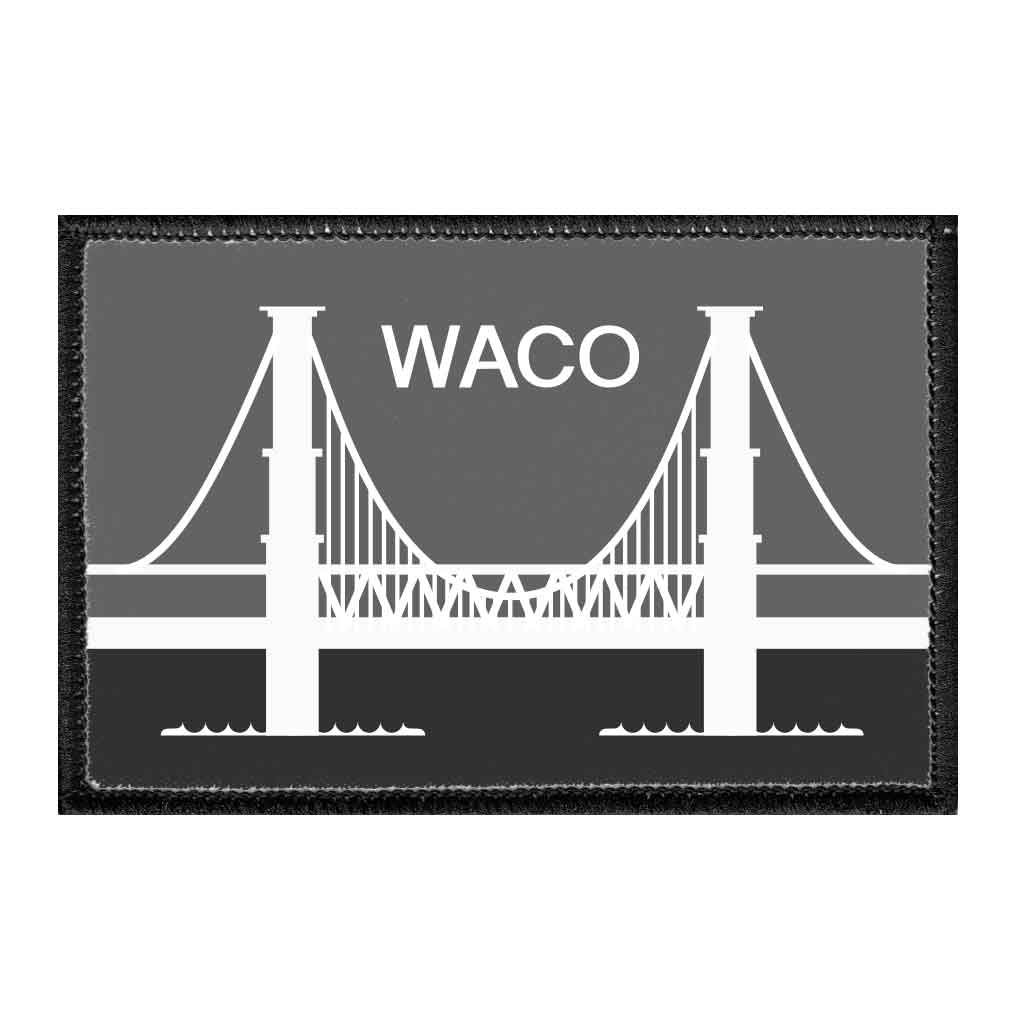 Waco City Flag - Black and White - Removable Patch - Pull Patch - Removable Patches For Authentic Flexfit and Snapback Hats