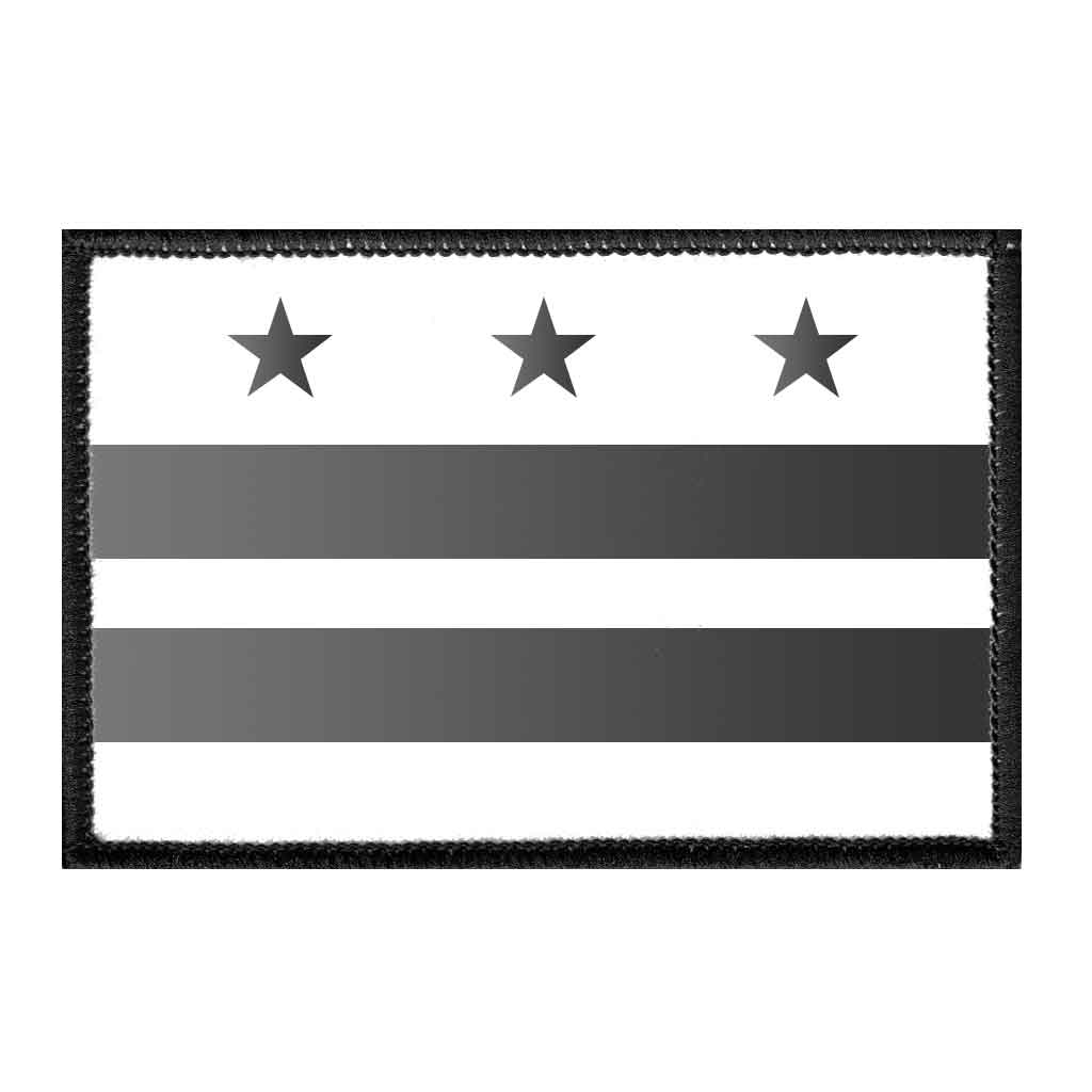 Washington D.C. City Flag - Black and White - Removable Patch - Pull Patch - Removable Patches For Authentic Flexfit and Snapback Hats