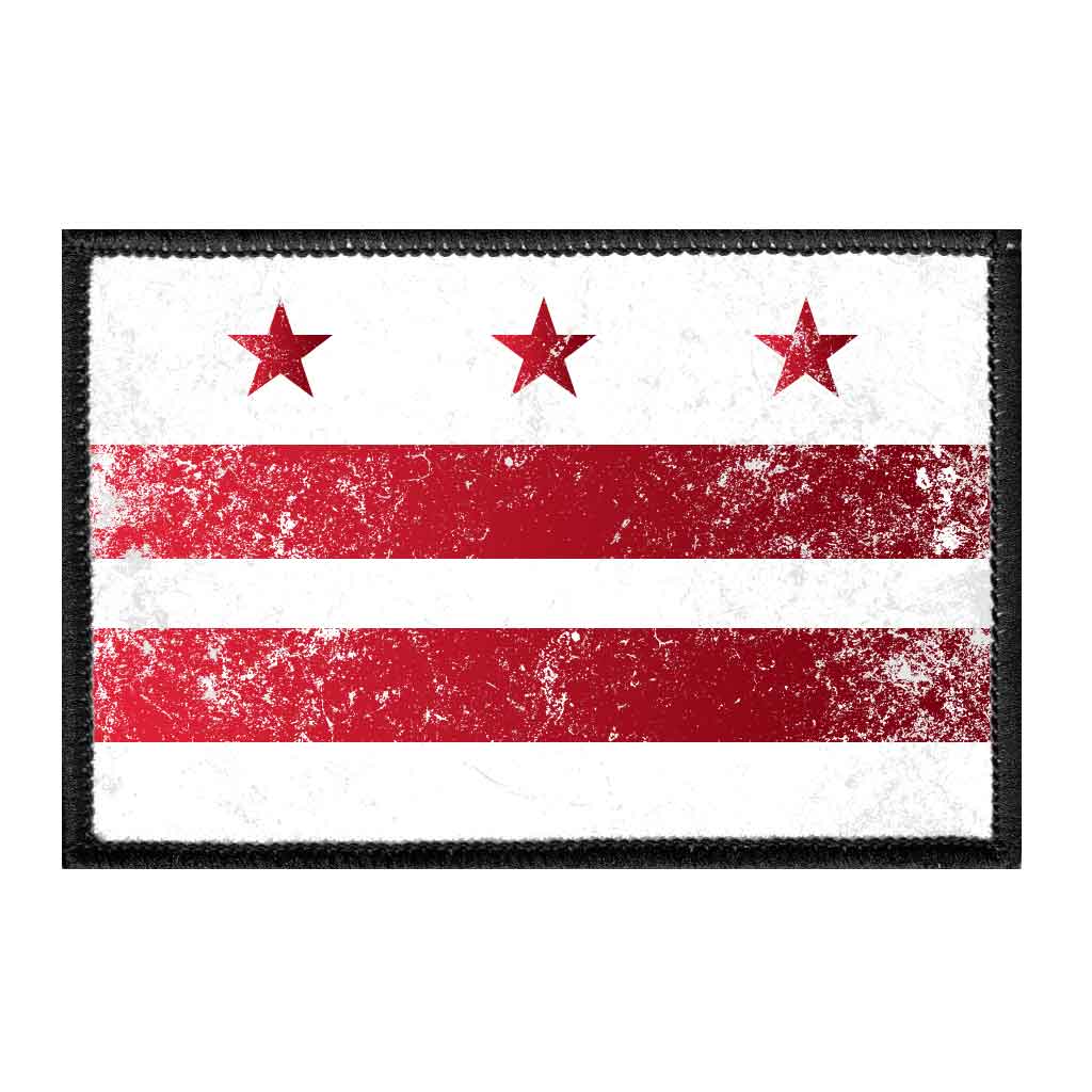 Washington D.C. City Flag - Color - Distressed - Removable Patch - Pull Patch - Removable Patches For Authentic Flexfit and Snapback Hats