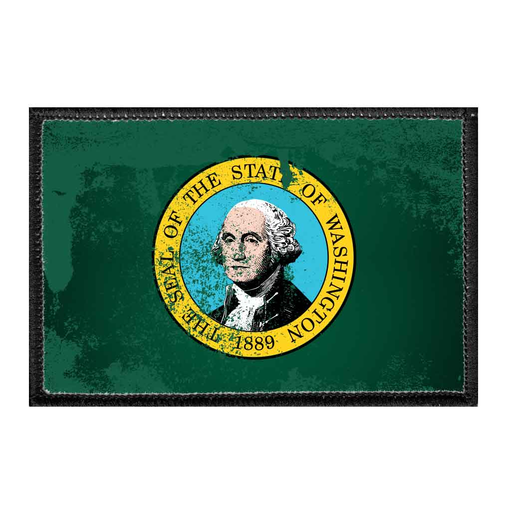 Washington State Flag - Color - Distressed - Removable Patch - Pull Patch - Removable Patches For Authentic Flexfit and Snapback Hats