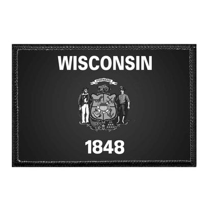 Wisconsin State Flag - Black and White - Removable Patch - Pull Patch - Removable Patches For Authentic Flexfit and Snapback Hats