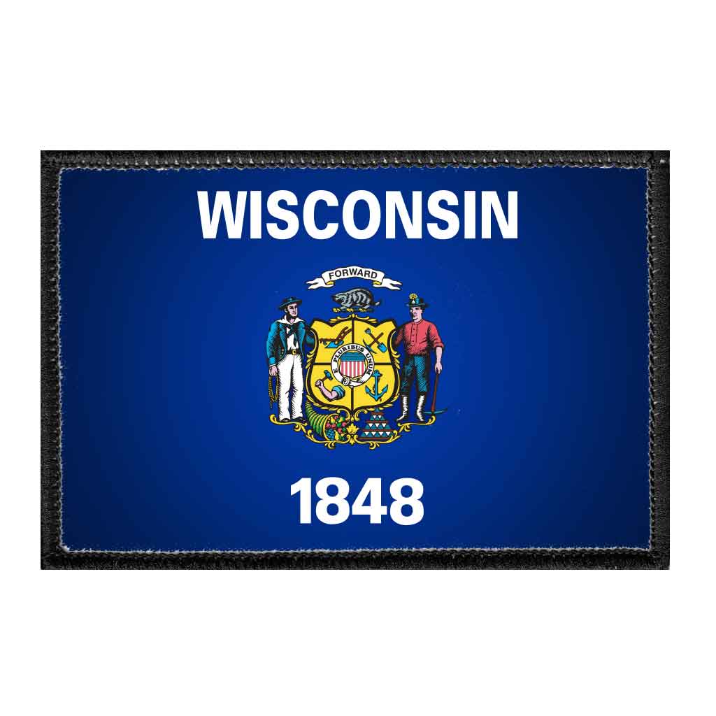 Wisconsin State Flag - Color - Removable Patch - Pull Patch - Removable Patches For Authentic Flexfit and Snapback Hats