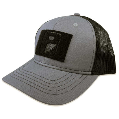 Youth - Heather And Black - Curved Bill Trucker Pull Patch Hat - Pull Patch - Removable Patches That Stick To Your Gear